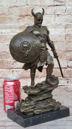 Fantasy Viking Warrior w/ Horned Helmet - Bronze Sculpture Statue Original Art by Kamiko