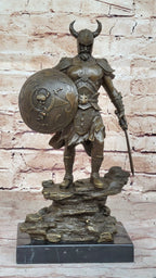 Fantasy Viking Warrior w/ Horned Helmet - Bronze Sculpture Statue Original Art by Kamiko