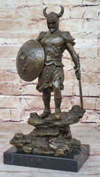 Fantasy Viking Warrior w/ Horned Helmet - Bronze Sculpture Statue Original Art by Kamiko