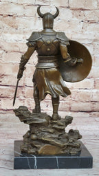 Fantasy Viking Warrior w/ Horned Helmet - Bronze Sculpture Statue Original Art by Kamiko