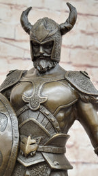 Fantasy Viking Warrior w/ Horned Helmet - Bronze Sculpture Statue Original Art by Kamiko