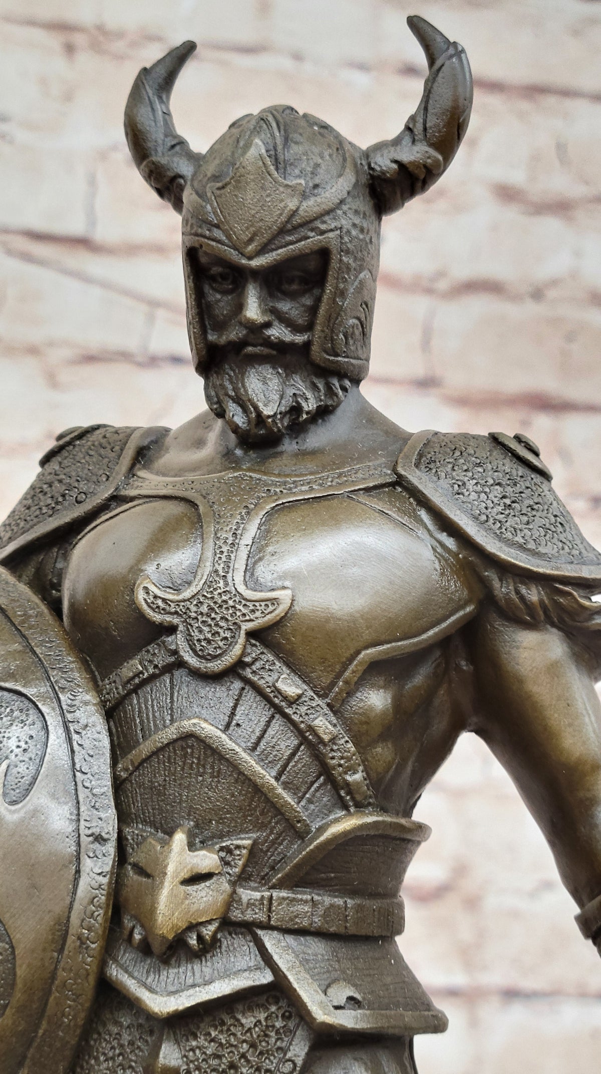 Fantasy Viking Warrior w/ Horned Helmet - Bronze Sculpture Statue Original Art by Kamiko