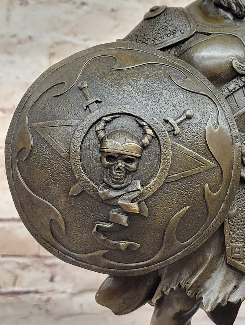 Fantasy Viking Warrior w/ Horned Helmet - Bronze Sculpture Statue Original Art by Kamiko