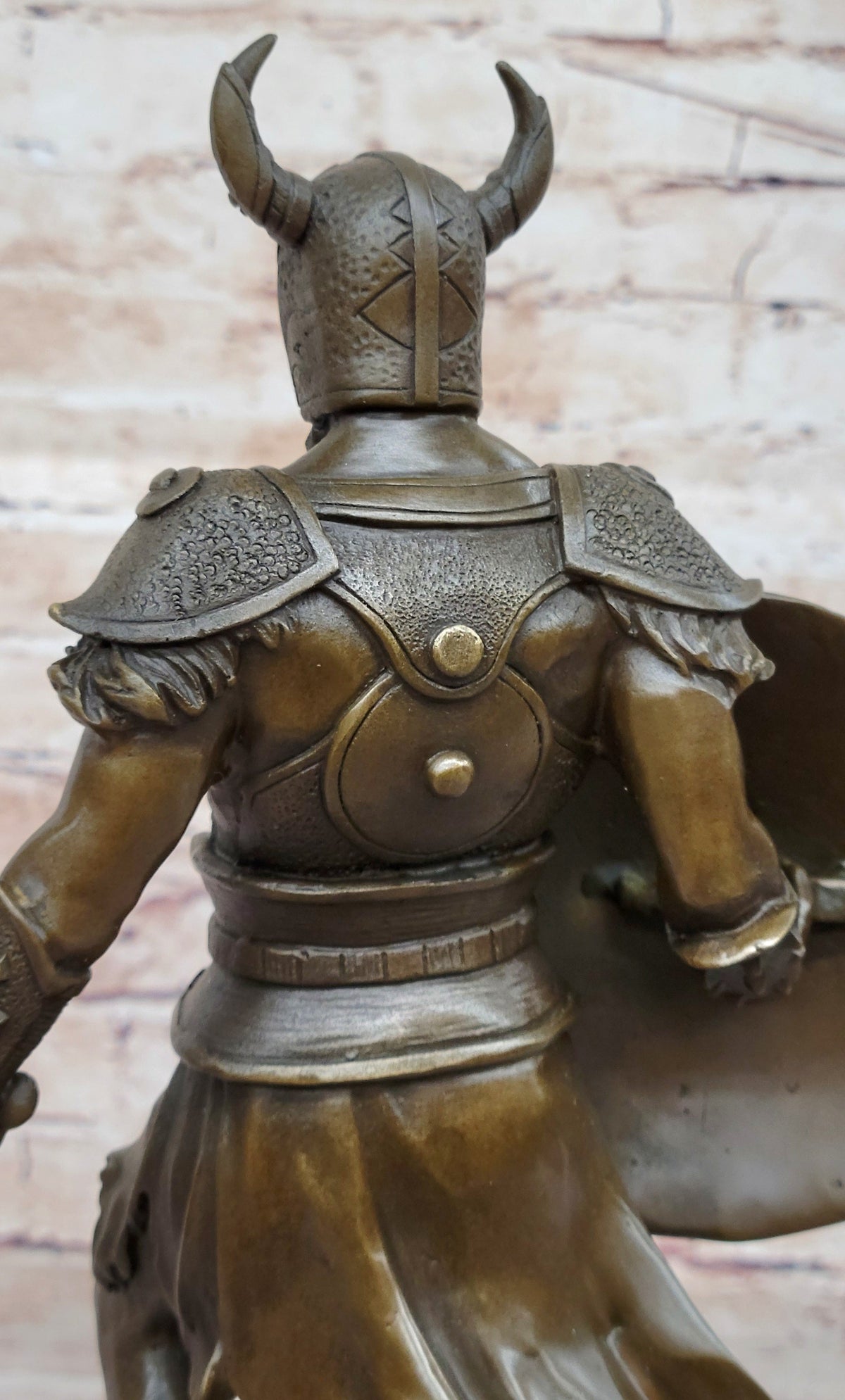 Fantasy Viking Warrior w/ Horned Helmet - Bronze Sculpture Statue Original Art by Kamiko