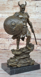 Fantasy Viking Warrior w/ Horned Helmet - Bronze Sculpture Statue Original Art by Kamiko