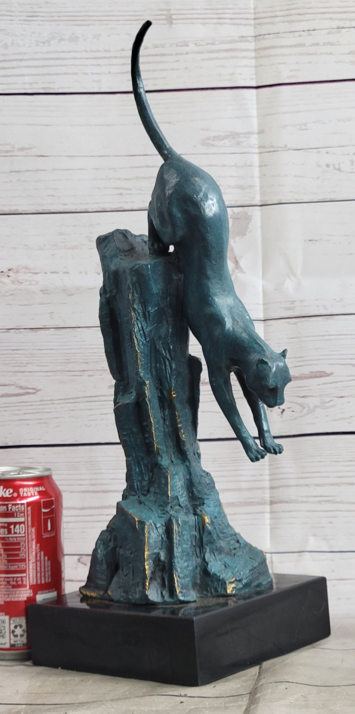 Handcrafted Bronze Statue of a Pouncing Cougar by Milo Wildlife Sculpture Figure