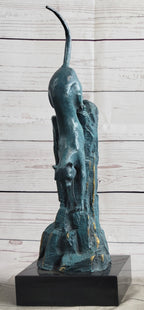 Handcrafted Bronze Statue of a Pouncing Cougar by Milo Wildlife Sculpture Figure