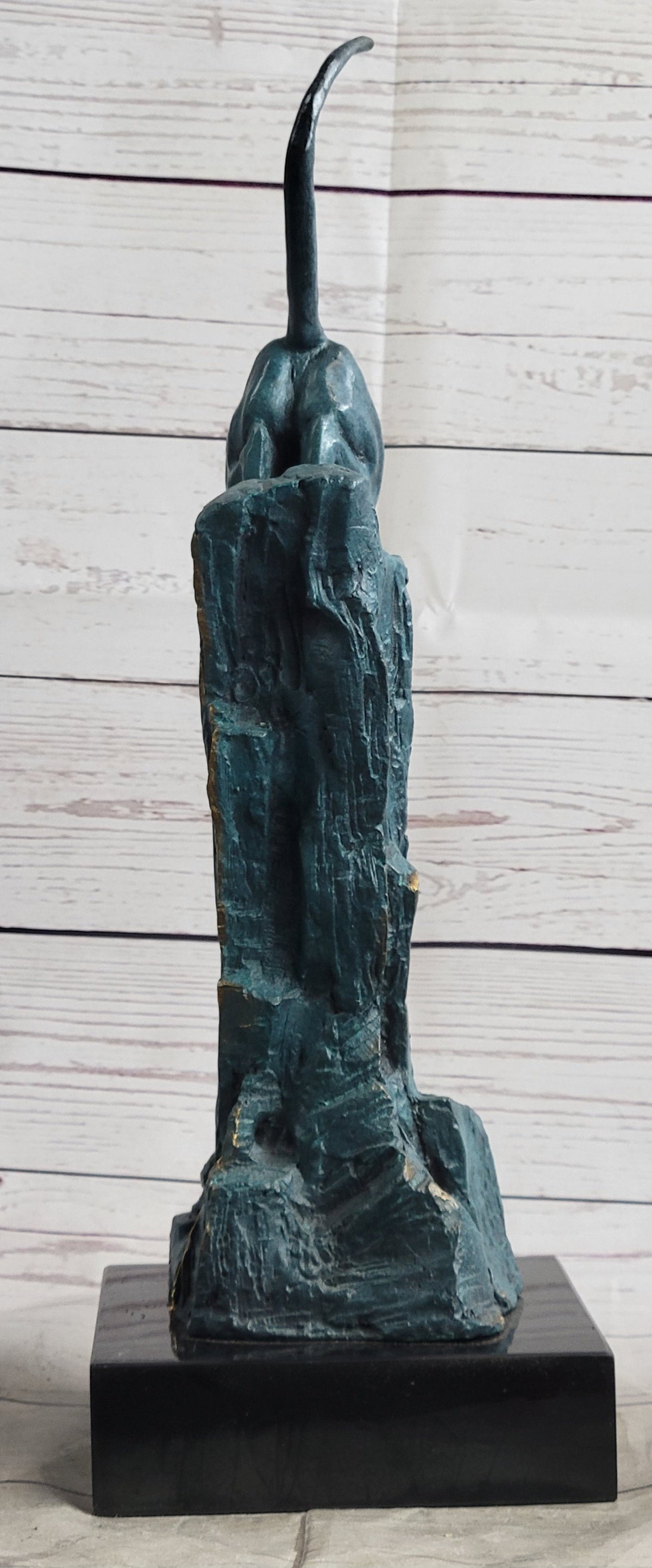 Handcrafted Bronze Statue of a Pouncing Cougar by Milo Wildlife Sculpture Figure