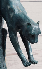 Handcrafted Bronze Statue of a Pouncing Cougar by Milo Wildlife Sculpture Figure