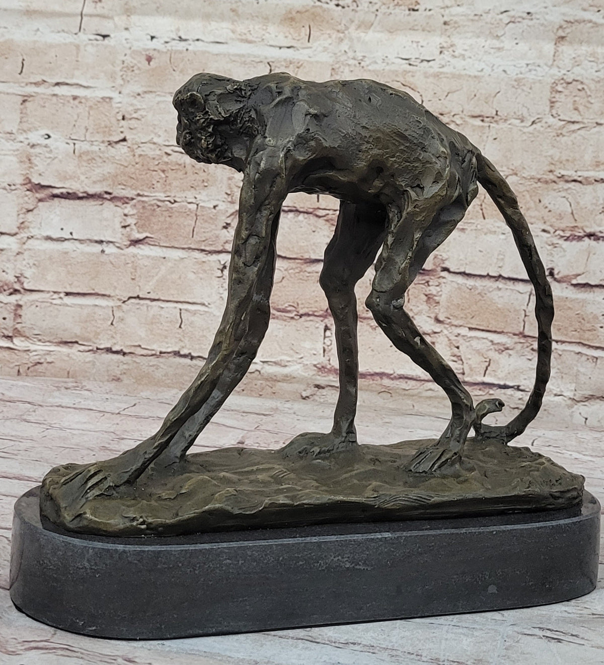 Abstract Modern Art Artwork Ape Monkey Animal Bronze Sculpture Marble Decor Sale