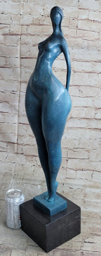 Modern Abstract Female Bronze Sculpture with Blue Patina Finish by Milo