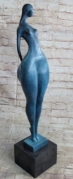 Modern Abstract Female Bronze Sculpture with Blue Patina Finish by Milo