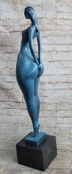 Modern Abstract Female Bronze Sculpture with Blue Patina Finish by Milo