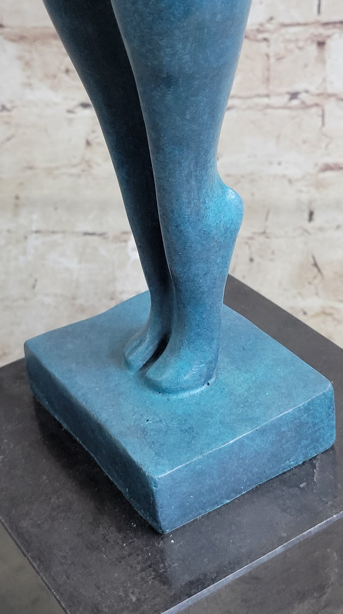 Modern Abstract Female Bronze Sculpture with Blue Patina Finish by Milo