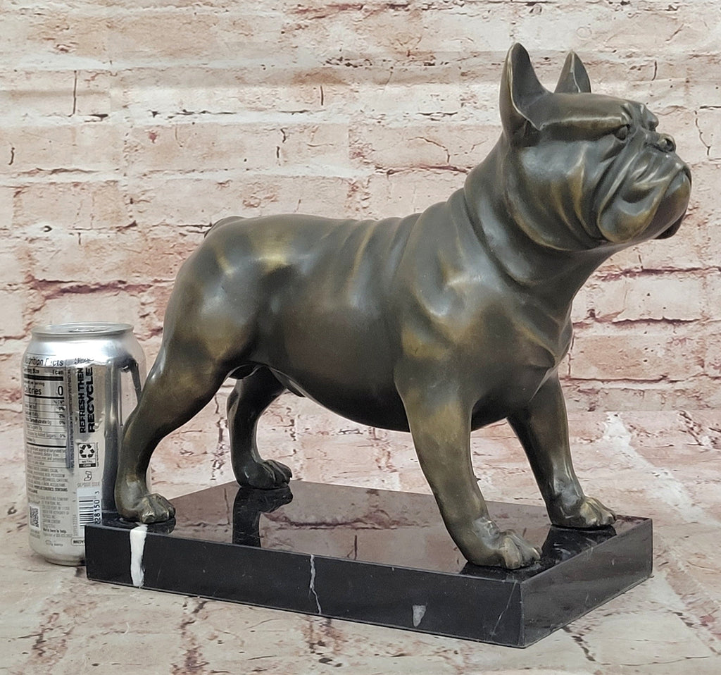 Bronze Bulldog Sculpture on Marble Base – Dog Lover Gift Decor