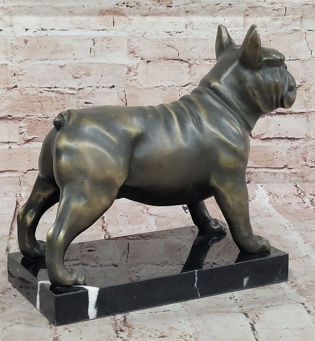 Bronze Bulldog Sculpture on Marble Base – Dog Lover Gift Decor