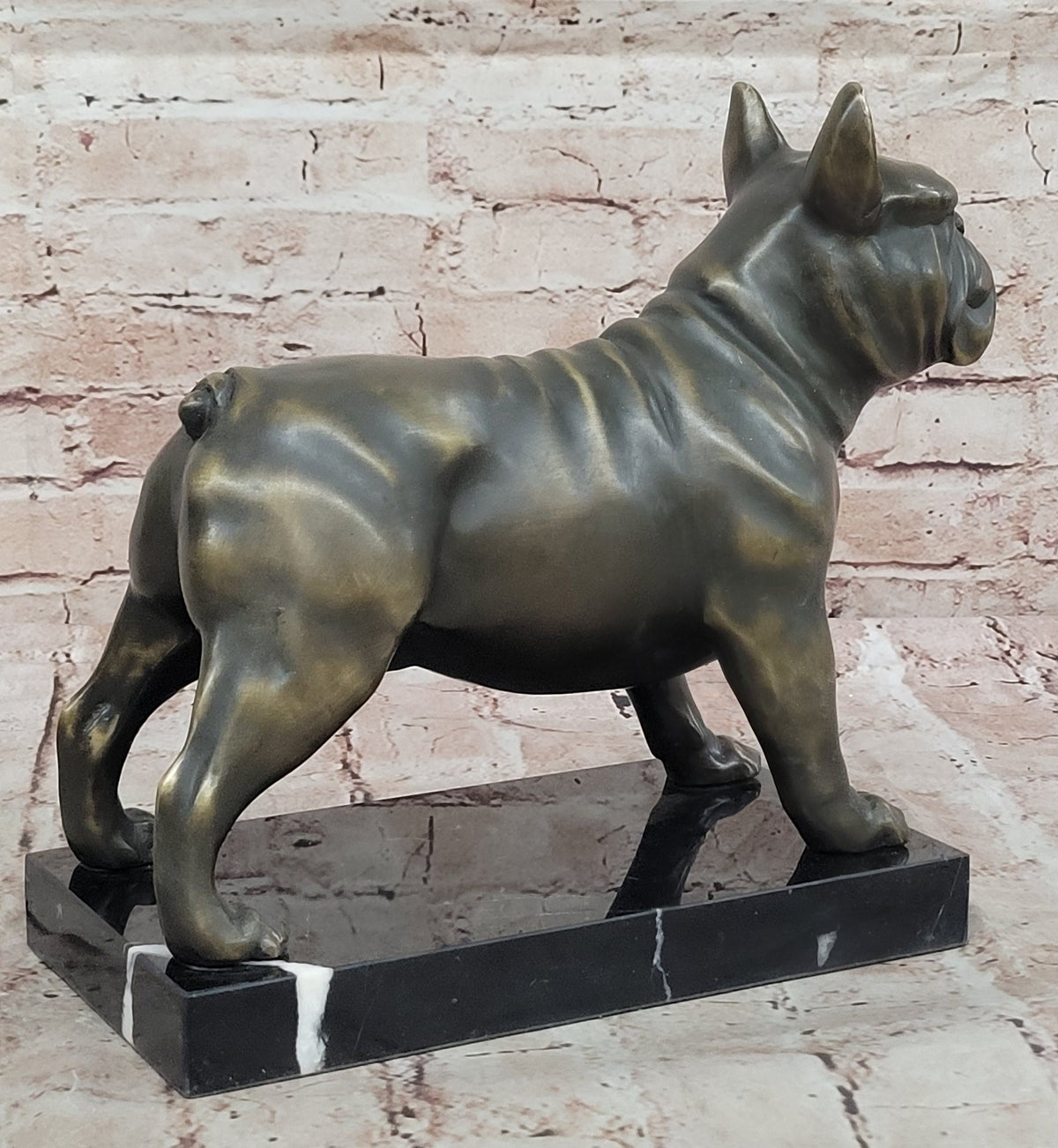 Bronze Bulldog Sculpture on Marble Base – Dog Lover Gift Decor