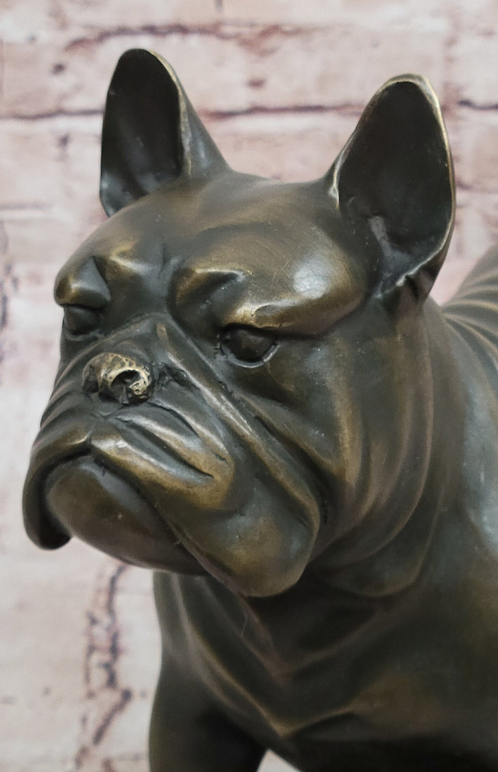 Bronze Bulldog Sculpture on Marble Base – Dog Lover Gift Decor