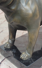 Bronze Bulldog Sculpture on Marble Base – Dog Lover Gift Decor
