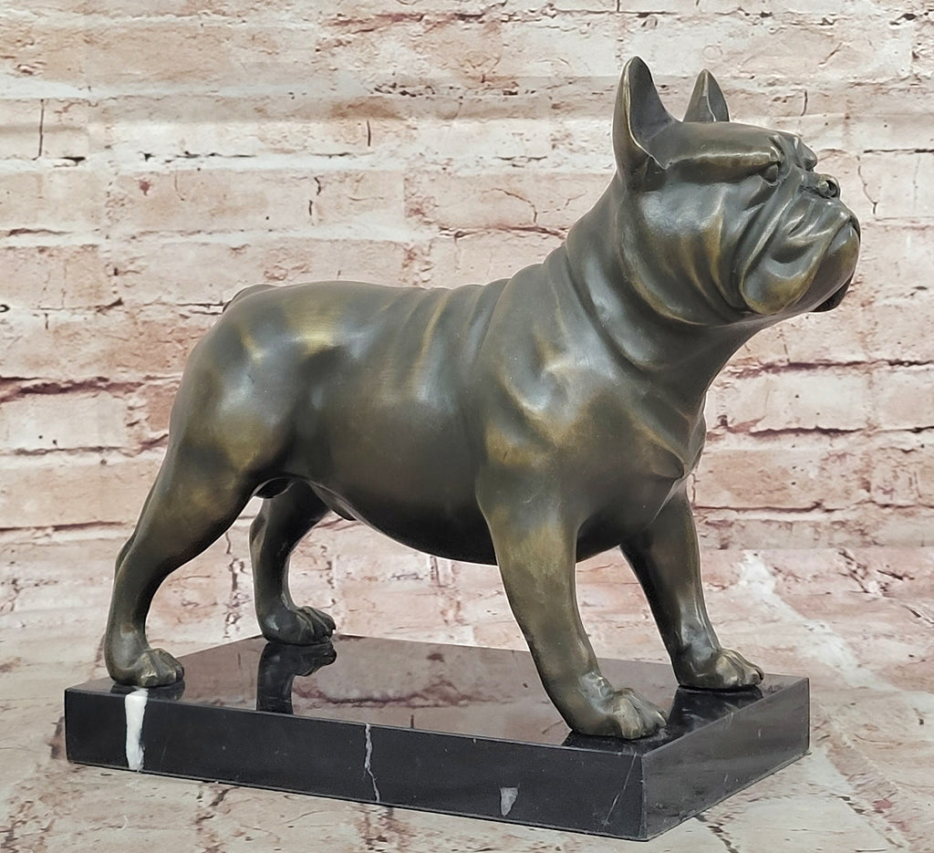 Bronze Bulldog Sculpture on Marble Base – Dog Lover Gift Decor