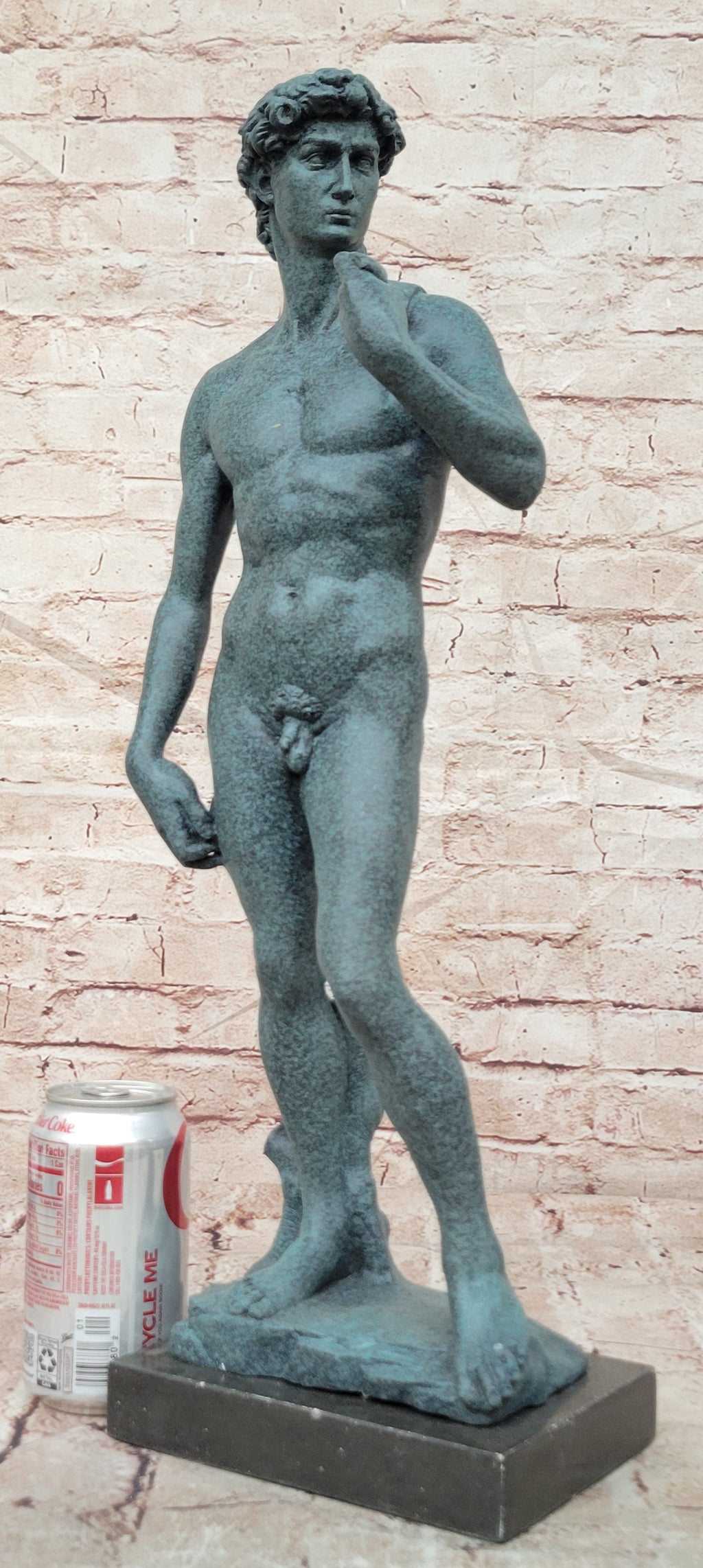 Michelangelo's David Bronze Sculpture Replica with Verdigris Patina