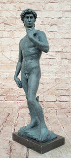 Michelangelo's David Bronze Sculpture Replica with Verdigris Patina