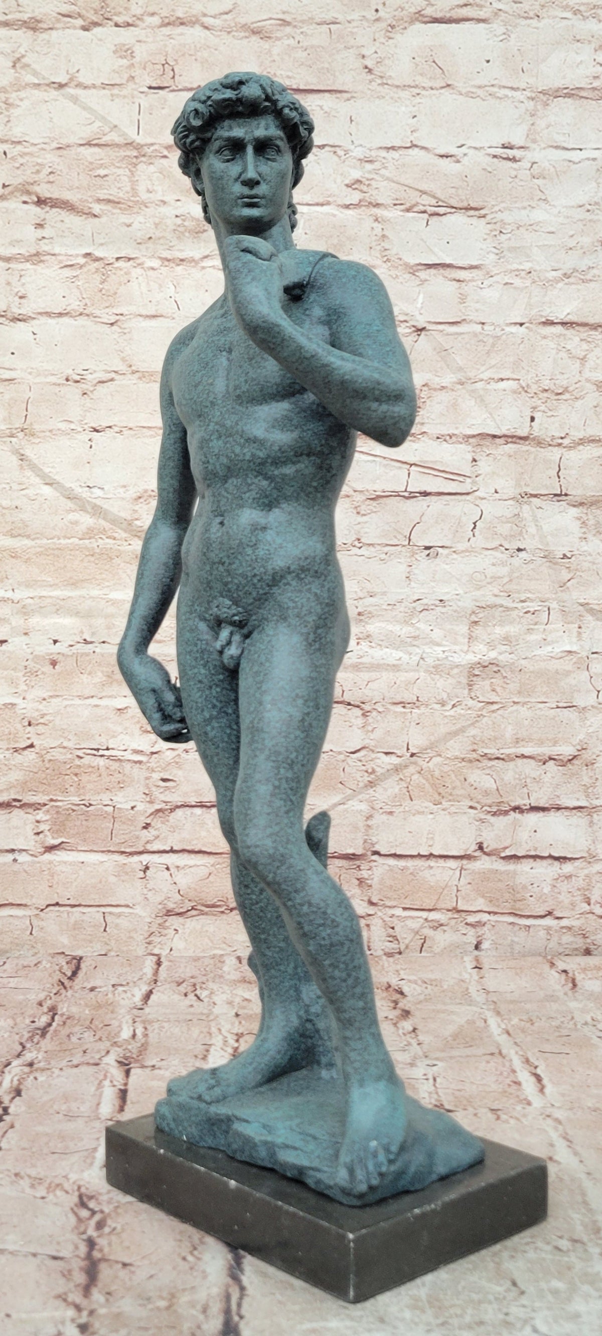 Michelangelo's David Bronze Sculpture Replica with Verdigris Patina