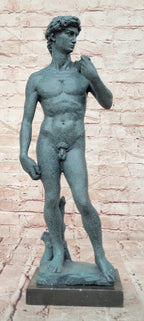 Michelangelo's David Bronze Sculpture Replica with Verdigris Patina
