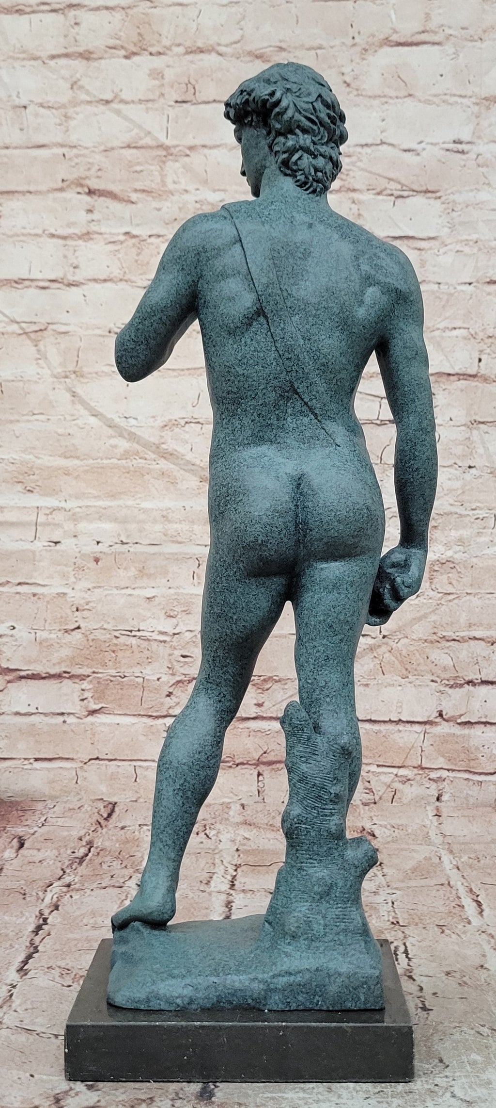 Michelangelo's David Bronze Sculpture Replica with Verdigris Patina