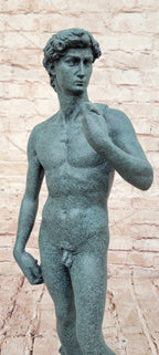 Michelangelo's David Bronze Sculpture Replica with Verdigris Patina