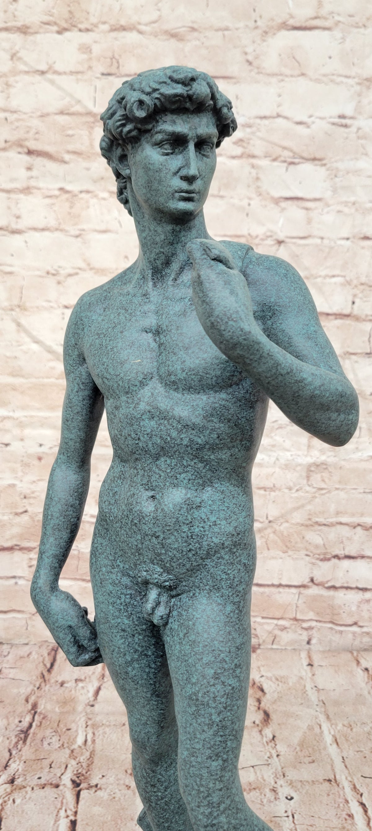 Michelangelo's David Bronze Sculpture Replica with Verdigris Patina