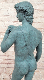 Michelangelo's David Bronze Sculpture Replica with Verdigris Patina