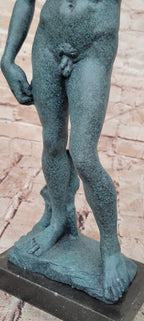 Michelangelo's David Bronze Sculpture Replica with Verdigris Patina