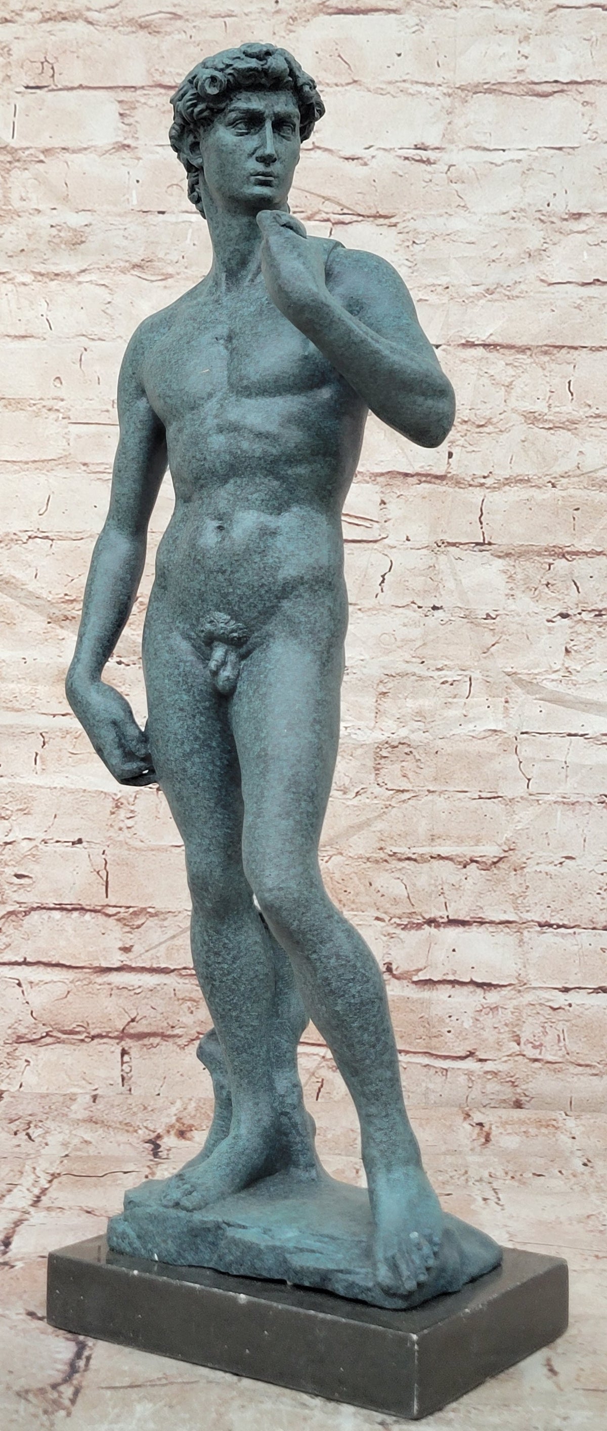 Michelangelo's David Bronze Sculpture Replica with Verdigris Patina