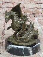 Bronze Dragon and Violinist Statue Fantasy Medieval Sculpture Decor