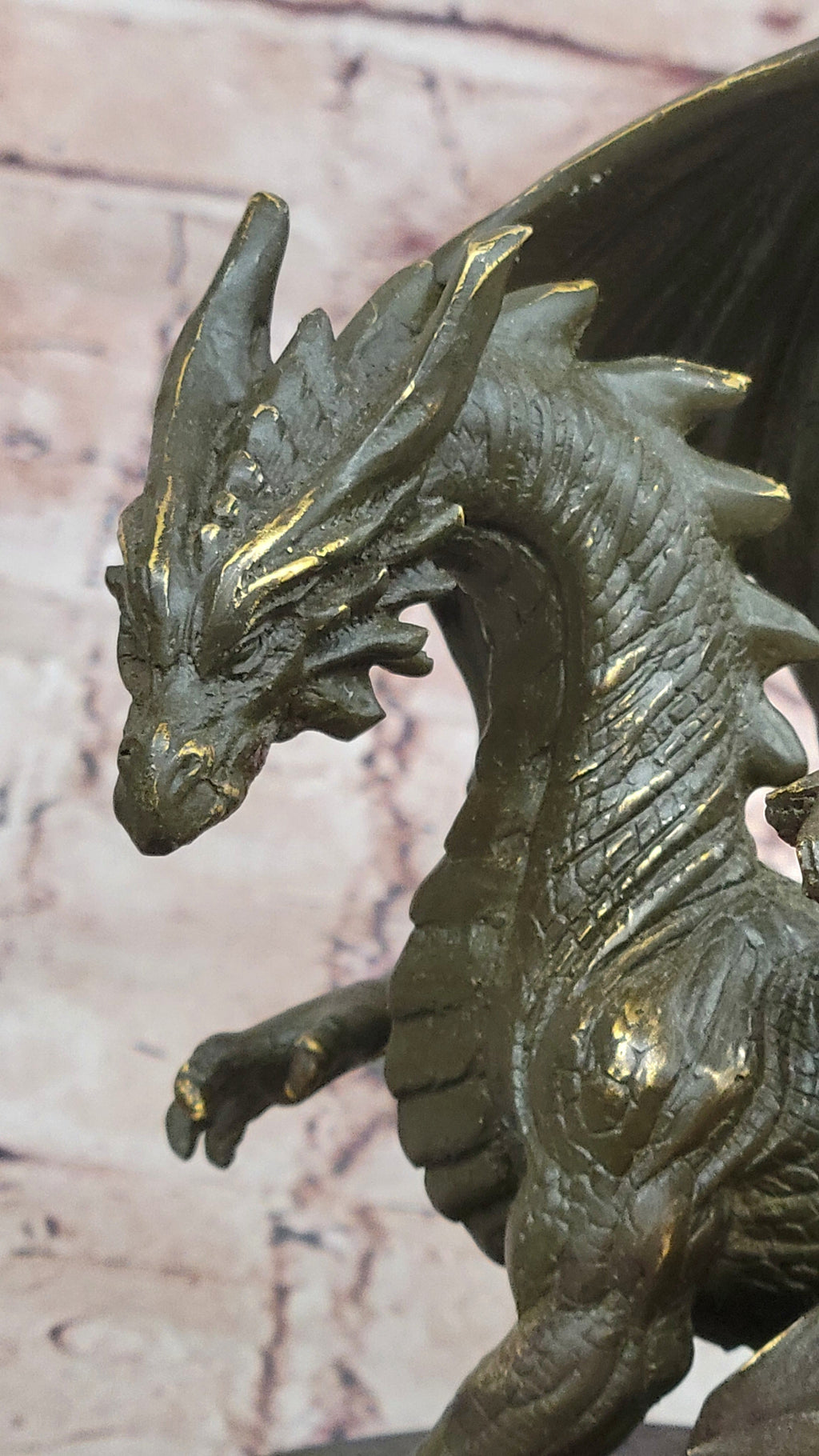 Bronze Dragon and Violinist Statue Fantasy Medieval Sculpture Decor