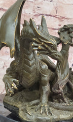 Bronze Dragon and Violinist Statue Fantasy Medieval Sculpture Decor
