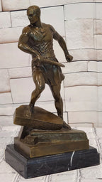 Roman Gladiator Bronze Statue Warrior Combat Sculpture