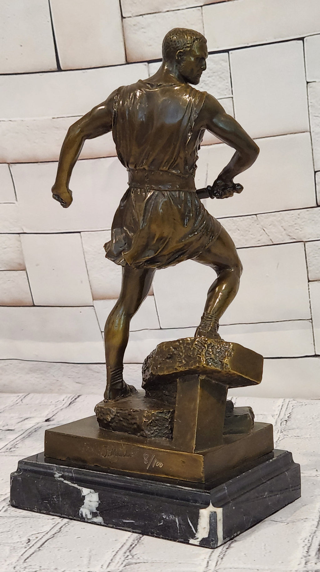 Roman Gladiator Bronze Statue Warrior Combat Sculpture