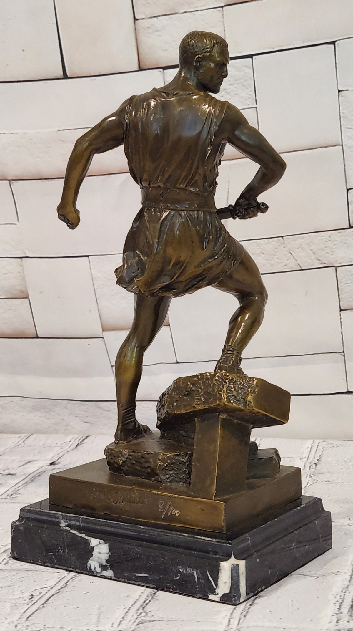 Roman Gladiator Bronze Statue Warrior Combat Sculpture