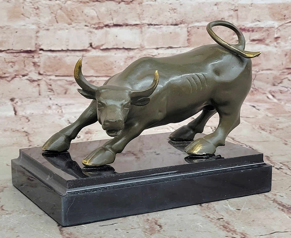 Charging Bull Bronze Sculpture - Wall Street Financial Prosperity Symbol Art