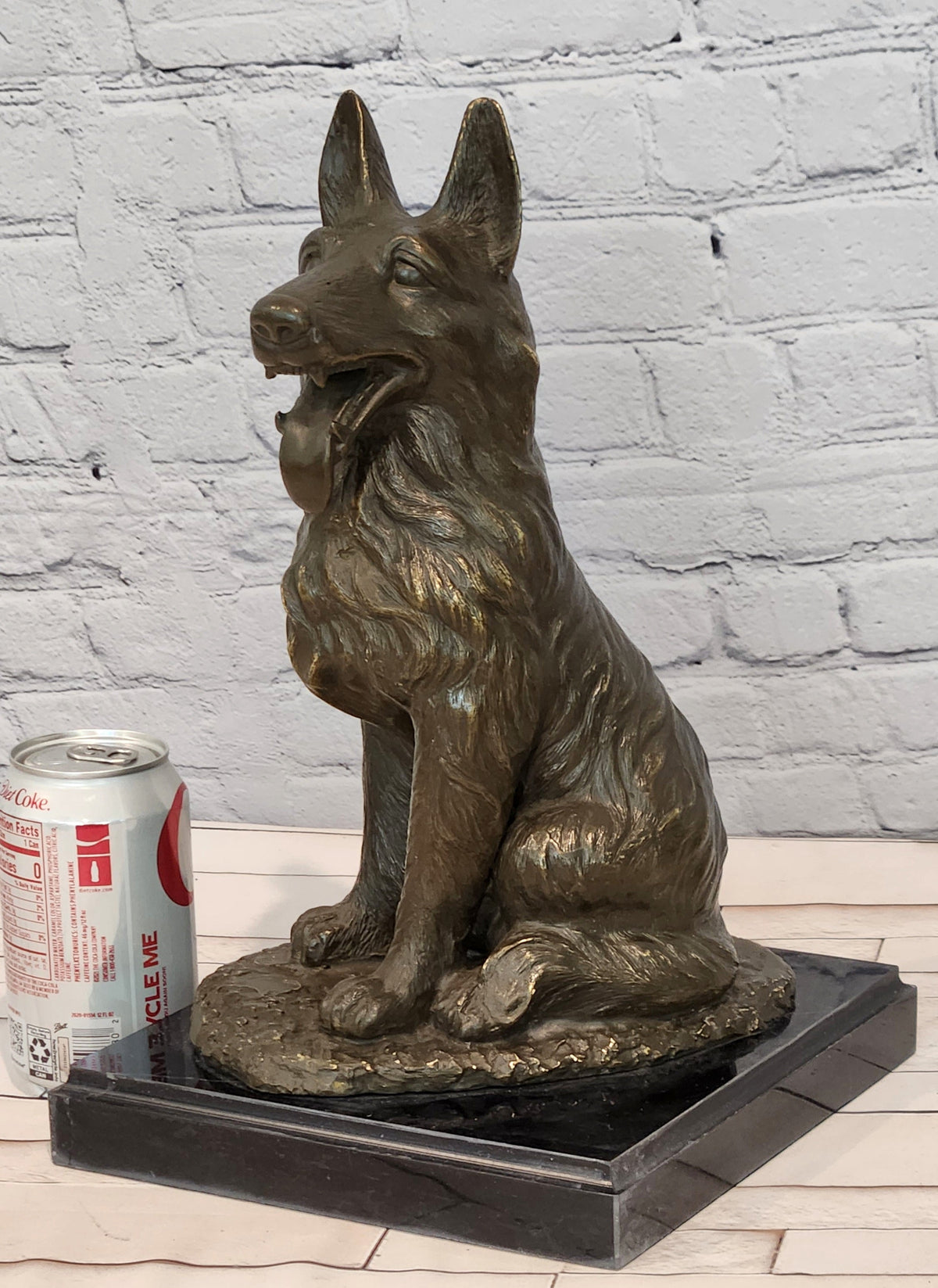 Bronze German Shepherd Dog Sculpture Guard Canine Statue