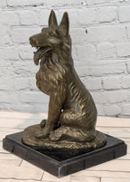 Bronze German Shepherd Dog Sculpture Guard Canine Statue