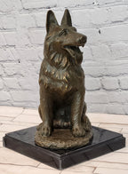 Bronze German Shepherd Dog Sculpture Guard Canine Statue