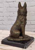 Bronze German Shepherd Dog Sculpture Guard Canine Statue