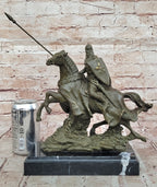 Medieval Knight on Horseback Bronze Statue – Warrior Figurine