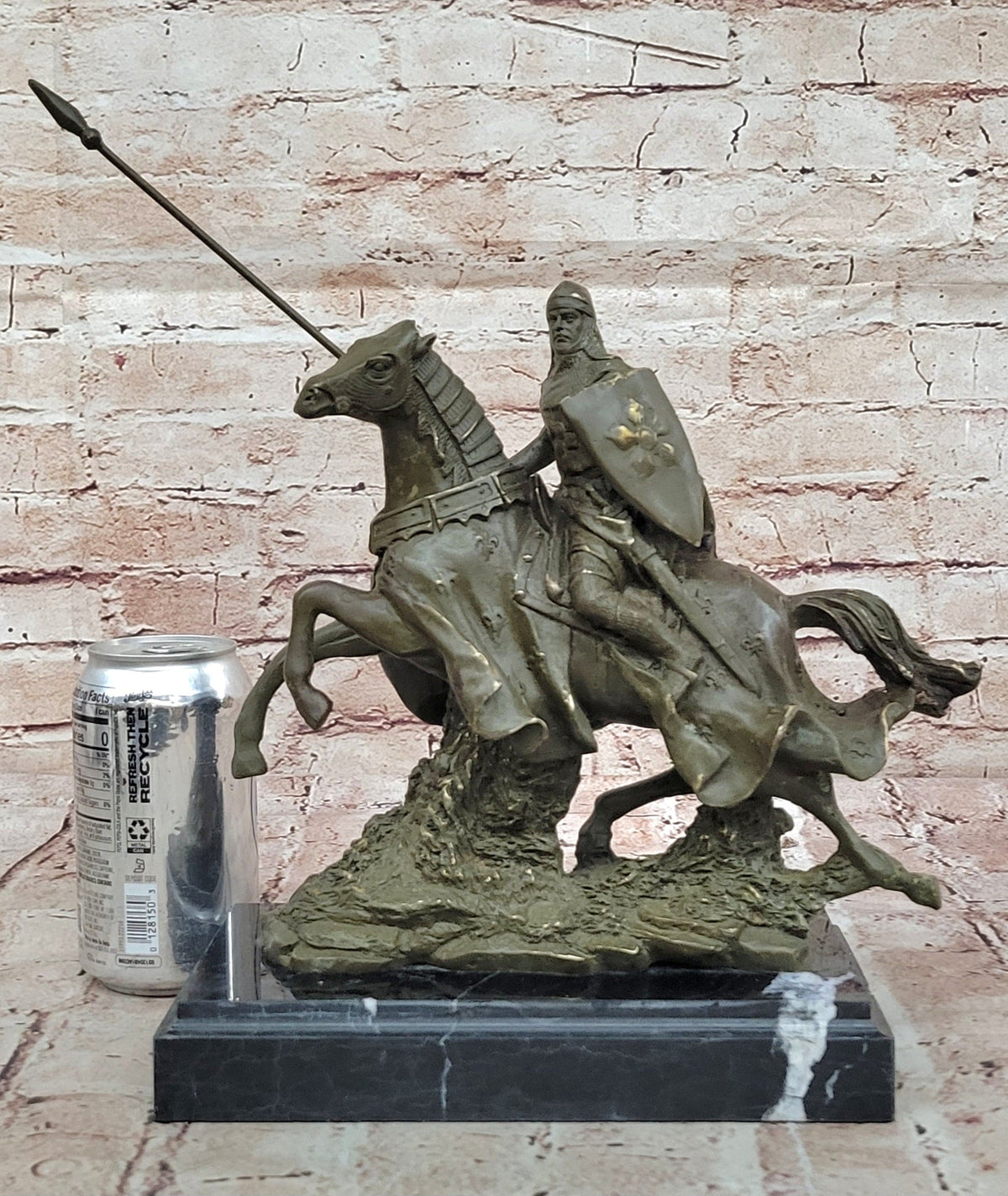 Medieval Knight on Horseback Bronze Statue – Warrior Figurine