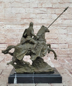 Medieval Knight on Horseback Bronze Statue – Warrior Figurine