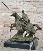 Medieval Knight on Horseback Bronze Statue – Warrior Figurine