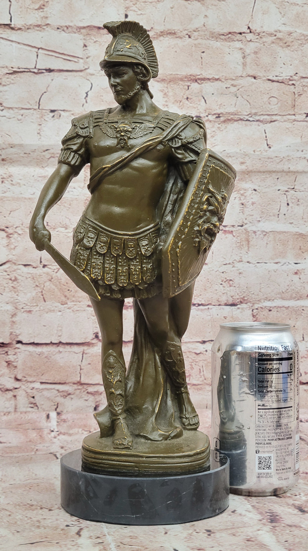 Bronze Roman Warrior Statue - Handcrafted Greek Soldier Sculpture Decor